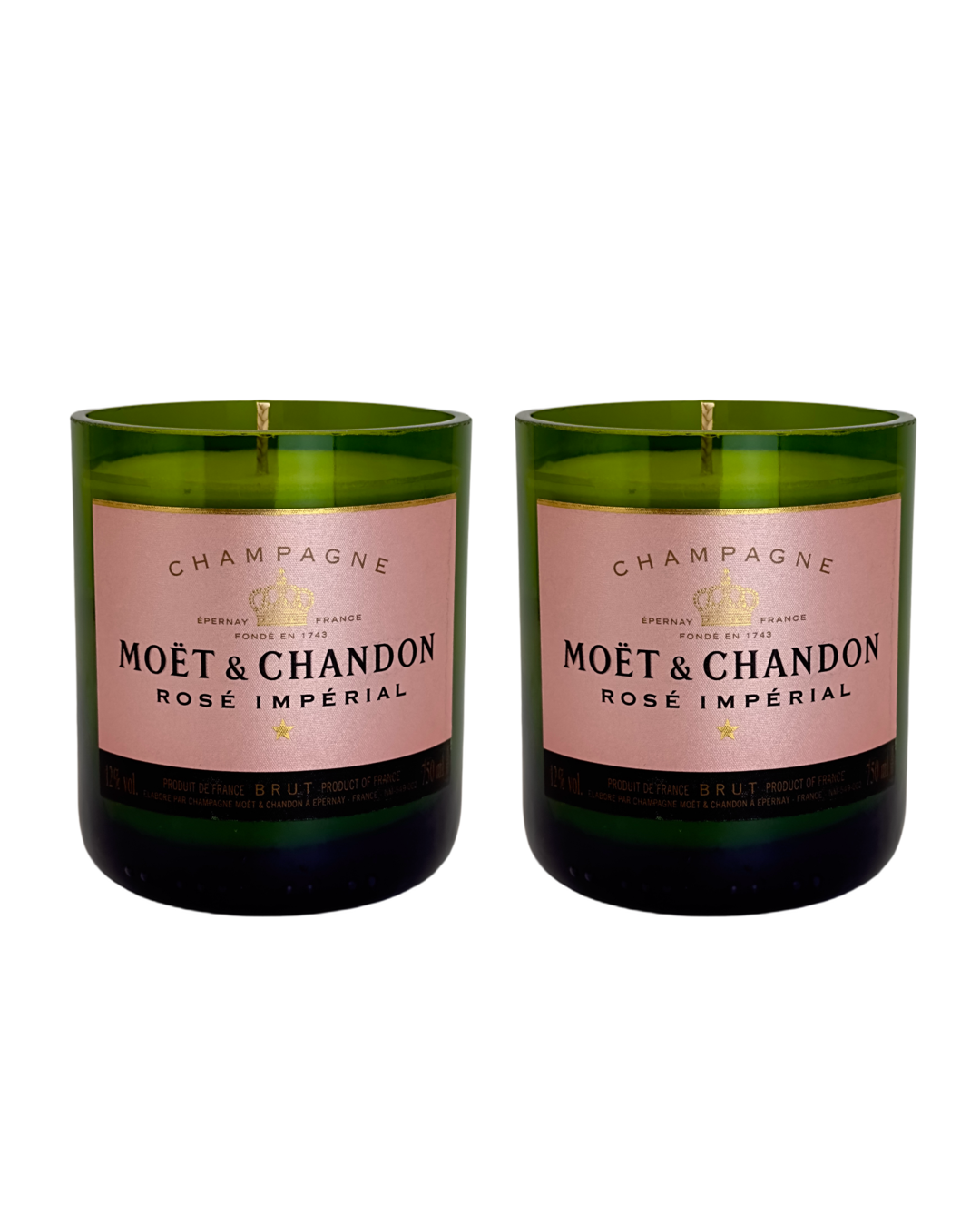 2er Set Kerzen aus Champagnerflasche